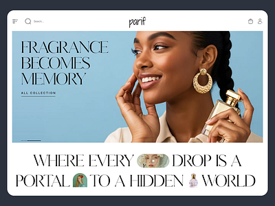 Parif – Fragrance Discovery Landing dribbbleshowcase editorialweb fragrancedesign luxuryux minimaldesign perfumeui uiinspiration