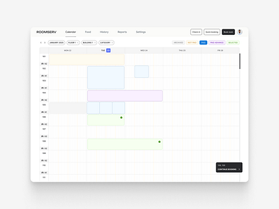 Calendar View calendar view dashbaord graphic design hotel management product design saas
