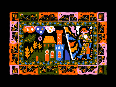 A Secret Herb Garden in the Forest 2 of 5 art castle dreamworld fairytale folk folklore illustration intergalactic keep knight magic medieval pattern design patterns space stars sword wizard