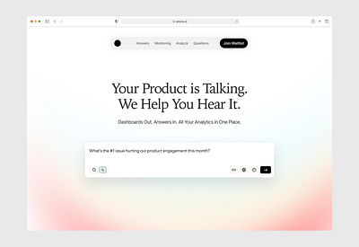 AI Analytics Software - Landing Page Hero ai landing page ai native app analytics landing page gradeints hero section sleek and modern landing page hero section landing page inspiration pinterest ai chat sleek landing page ai trending landing hero section ui user experience ux
