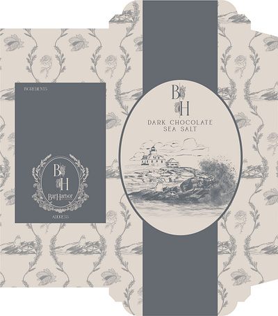 Bar Harbor Fine Chocolates Sea Salt Bar branding graphic design illustration logo packaging design