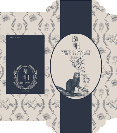 Bar Harbor Fine Chocolates Blueberry Lemon Bar branding graphic design illustration logo packaging design