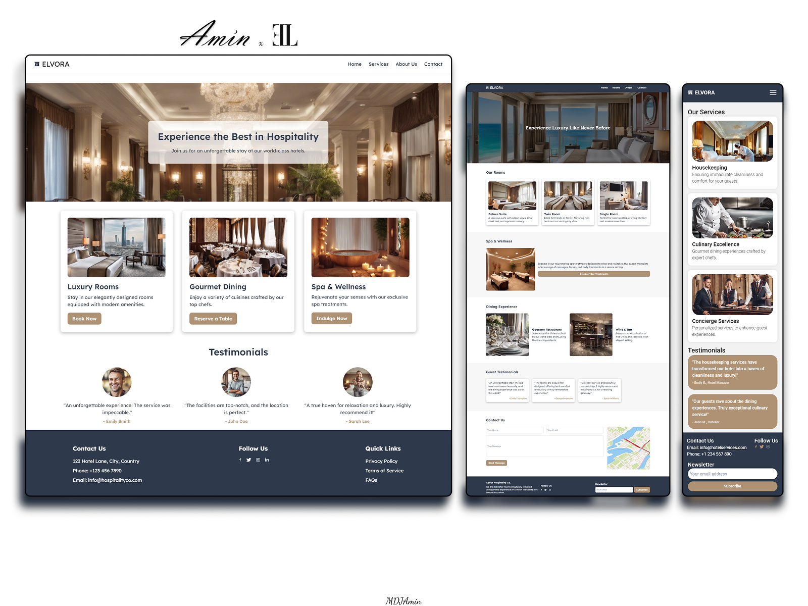 Elvora – Multilingual Hotel Landing Page branding design to code figma to code hotel landing page hotel website i18n multilingual ui multilingual website reactjs responsive design tailwindcss uiux website design