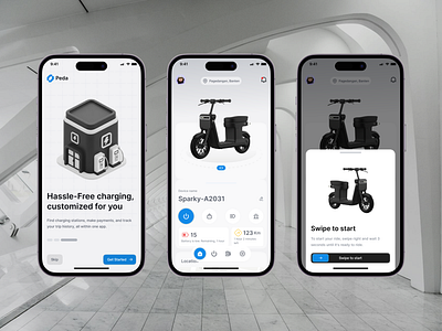 Peda - Smart bike Mobile App app bike design figma interface motorbike smartbike tech ui uiux ux