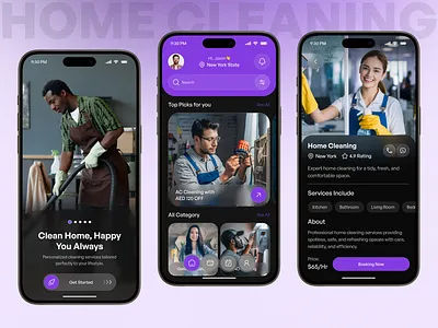 Home Service App UI – Book Trusted Help in Minutes app app design home care app home repair app home service app ios mobile mobile app on demand services product design service booking app service marketplace