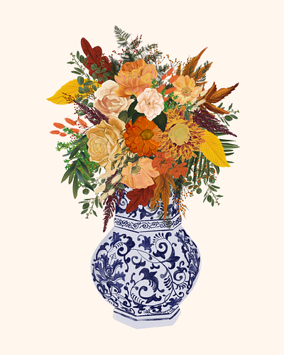 Autumnal Bouquet art print floral art graphic design illustration