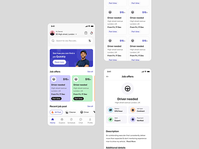 Job Schedule & Details UI 📅 animation app animation app design app screen design clean design job details ui job schedule minimal mobile app design ui ux ux design worker finder