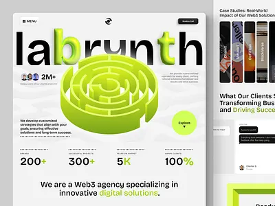Labrynth | Web3 Agency Landing Page 3d graphic design illustration landing page ui ux web design web3 website