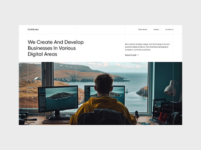 Website Concept. IT company bright business concept develop minimal modern ui web website white