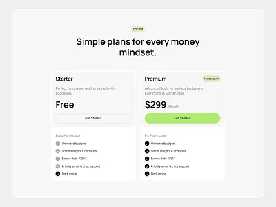 Funly - Pricing Section branding card clean component framer graphic design landing page minimalist modern pricing section ui ui component web design web section website
