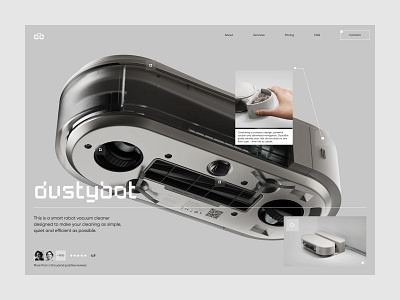 website concept. robot cleaner. cleaner concept future minimal modern robot tech ui ux vacuum web website