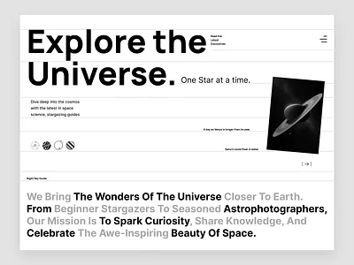 Explore Website - Concept Design astronomy bold bold website canvas clean concept design devdock hero ui landing page layout design minimal out of canvas straight ui ui ux web design web design inspiration web ui website design