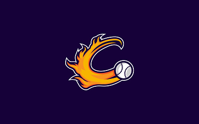 2 Concepts Dynamic fire trail "C" Baseball Sports Logo Design baseball logo dynamic logo graphic design illustration initial logo logo logo design sports logo swoosh logo