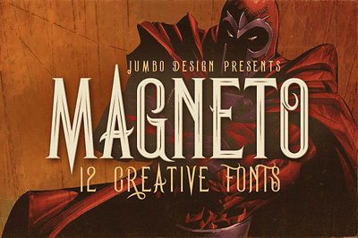 Magneto - Vintage Style Font bold branding classic cool font display fantasy font grunge font magneto vintage style font movie font ornamental signage typeface typography
