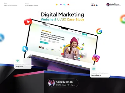 Digital marketing website case study UI/UX branding landing logo ui uiux website