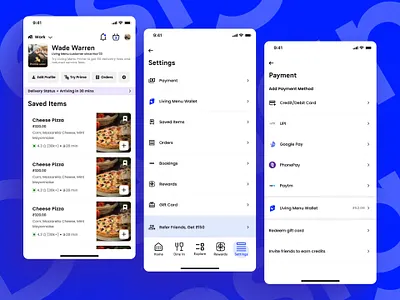 Profile & Settings Screen - Food Delivery App design food delivery app graphic design mobile app design mobile application mobile application design playstore profile settings