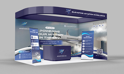 Trade Show Booth Design for Aviation Company ads backdrop banner design billboard design booth design branding brochure design event backdrop exhibition design exhibition stand flyer design graphic design marketing marketing materials pop up banner poster design print design signage design trade show booth tradeshow banner