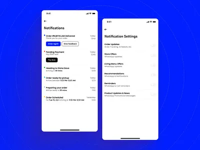 Notification Screens - Food Delivery App app design food delivery app graphic design mobile app design mobile application notifications notifications screen