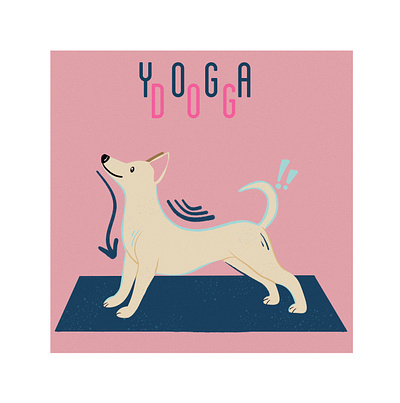 Yoga Dog animal illustration blue children illustration dog dog illustration exercise flat design funny illustration graphic design greeting card illustration kids books minimalistic pet pink poster whimsical workout yoga