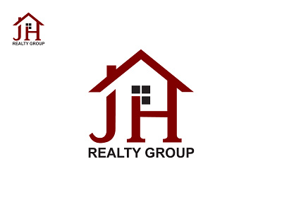 Modern JH Realty Group Logo with Roofline Design logo with house outline. ui