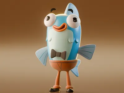Tunafish 3d character illustration stylized