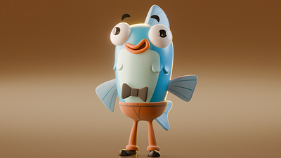 Tunafish 3d character illustration stylized