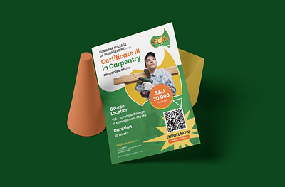 College Course Flyer carpentry college creative flyer graphic design illustrator marketing onepager print single page students university