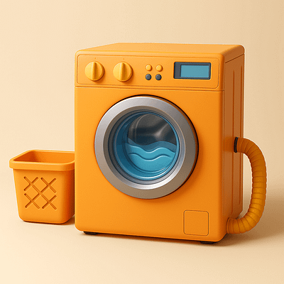 Modern 3D Front-Load Washer in Orange 3d 3d illustration 3d modeling appliance bright colors clean design laundry minimalist orange washer repair