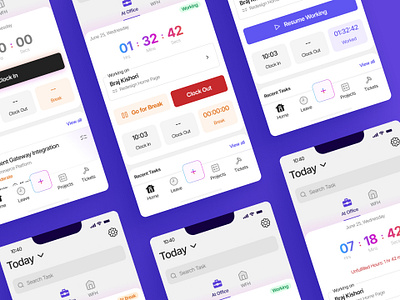 Employee Log Tracking - Employee Management App - HRMS appstore branding design employee tracking graphic design hr app hrms log management mobile app design mobile application playstore task management task management app ui