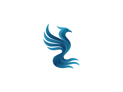 Blue Phoenix logo bird blue elegant energy fire flame flight freedom logo modern mythical power powerful rebirth rise strong wings