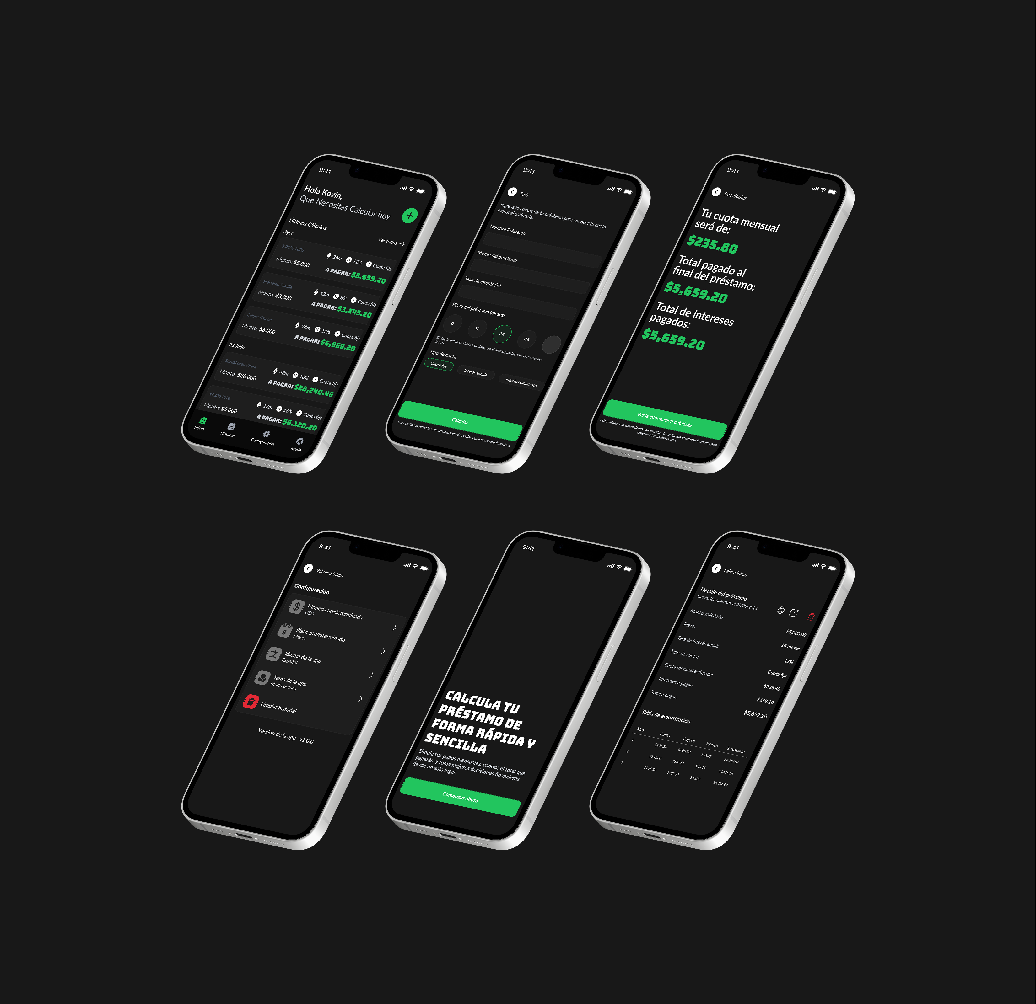 TuCuotapp -Simula tus pagos mensuales app black calculadora calculator contable figma framer graphic design minimalist mobile tucuotapp ui ux webdesign