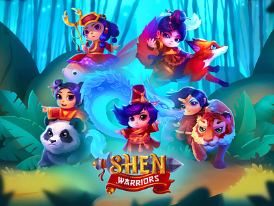 Shen Warriors - Game Logo Design digital logo game banner game cover game logo game logos games logo gaming gaming cover gaming logo logo logotype mobile game logo