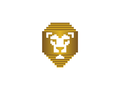 Majestic Lion pixel logo animal digital gaming golden king lion mejestic pixel power premium pride retro royal strenght tech
