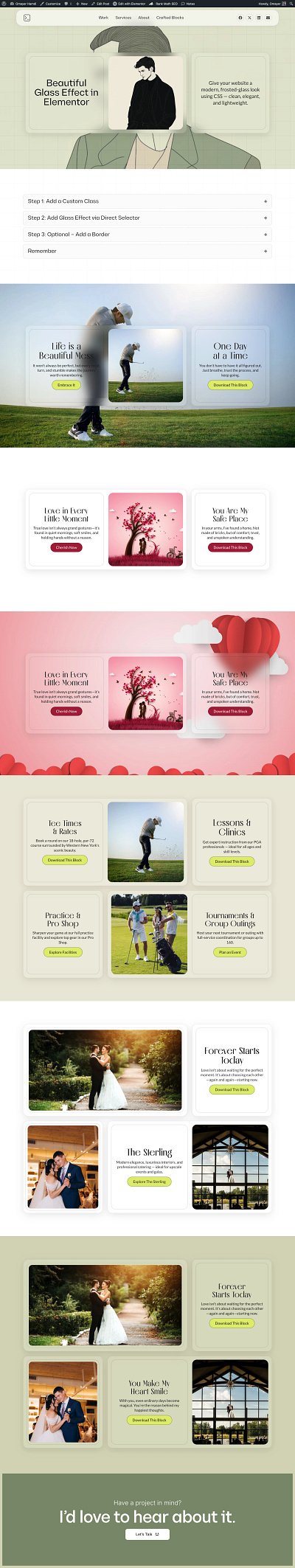 Frosted Glass UI with Elementor + CSS cssdesign elementorpro glassmorphism uiux webdesign