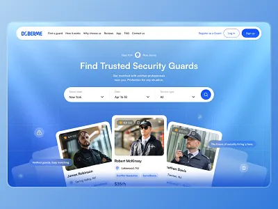 Landing Page Design for the Security Marketplace Doberme blue palette clean ui creative design eye catching design landing page marketplace design minimalism modern color palette modern gradients modern landing page modern typography security security service seo focused landing page structured visual identity ui uidesign user friendly design website website ui (user interface)