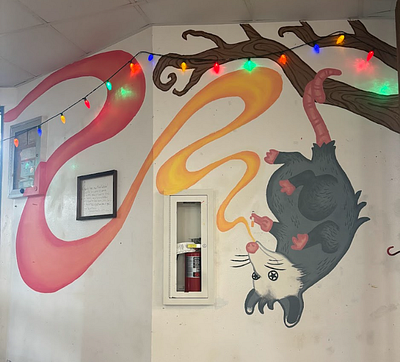 Community Mural: Opossum art graphic design mural