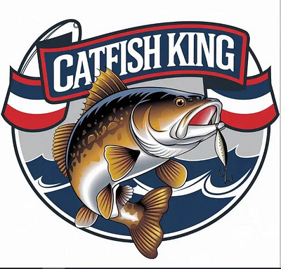 Modern Fishing Logo brand logo branding business logo cat fish custom logo fish imagery fishing logo graphic design logo designer marketing modern logo professional logo vector water elements