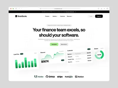 BrainBooks - Finance Hero ai app chart clean clean ui dashboard design finance fintech graphic design header hero interaction layout minimal saas header saas hero ui ux website