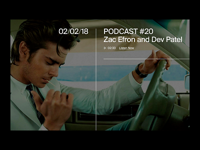 Editorial Podcast Player Interface Design audio player celebrity podcast cinematic content focus desktop design editorial style emotional tone episode preview grid structure immersive screen interface design podcast layout podcast player refined layout stylish player typography ui design ux concept ux design visual narrative