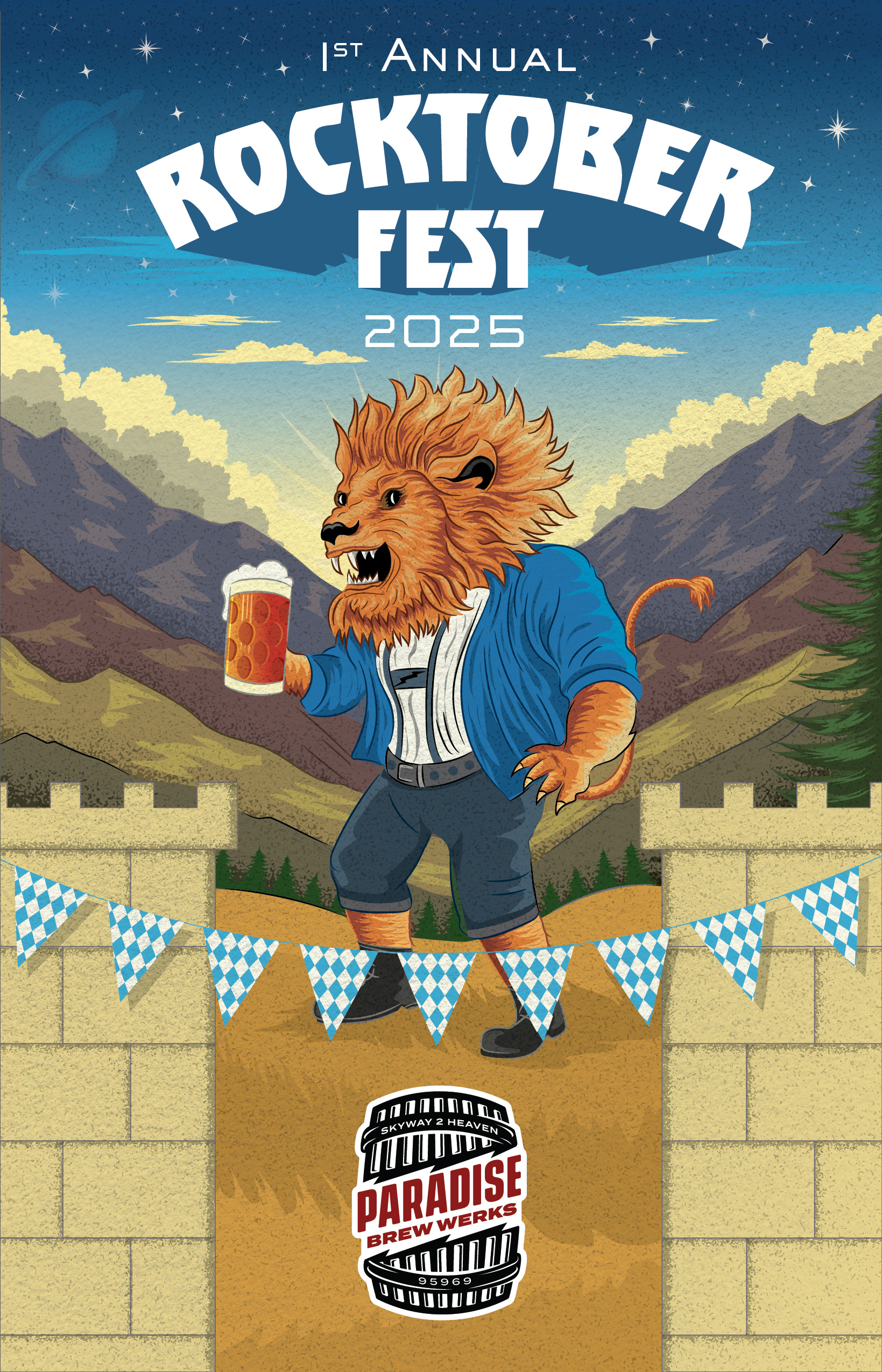 Paradise Brew Works - Rocktoberfest beer craft beer illustration