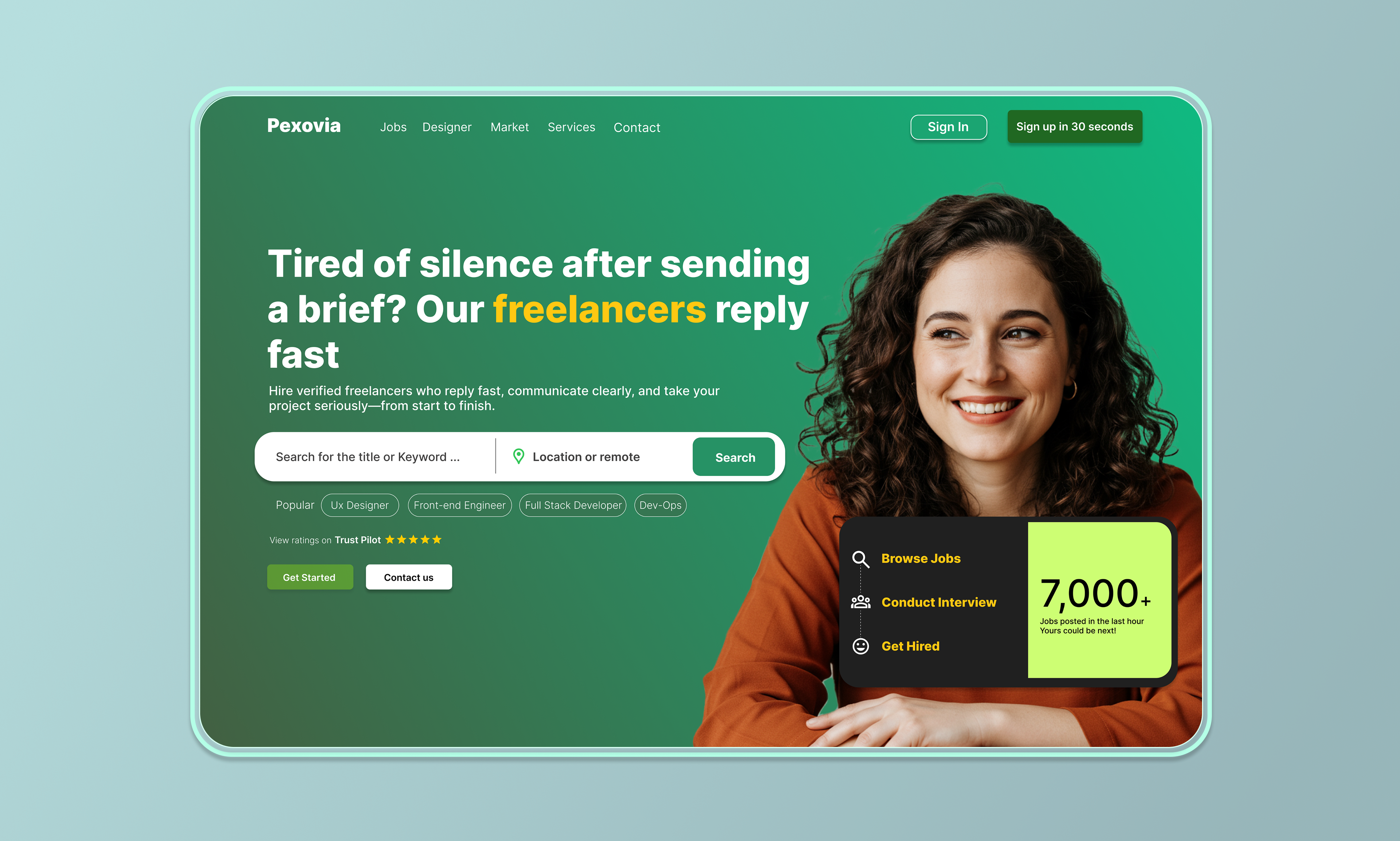 Fast & Clear Freelance Hiring Platform – Modern UI Redesign branding cleanui design ecommerce ui landing page figma figmadesign freelancer illustration landing landing page minimaldesign modern landing page ui uidesign uxdesign
