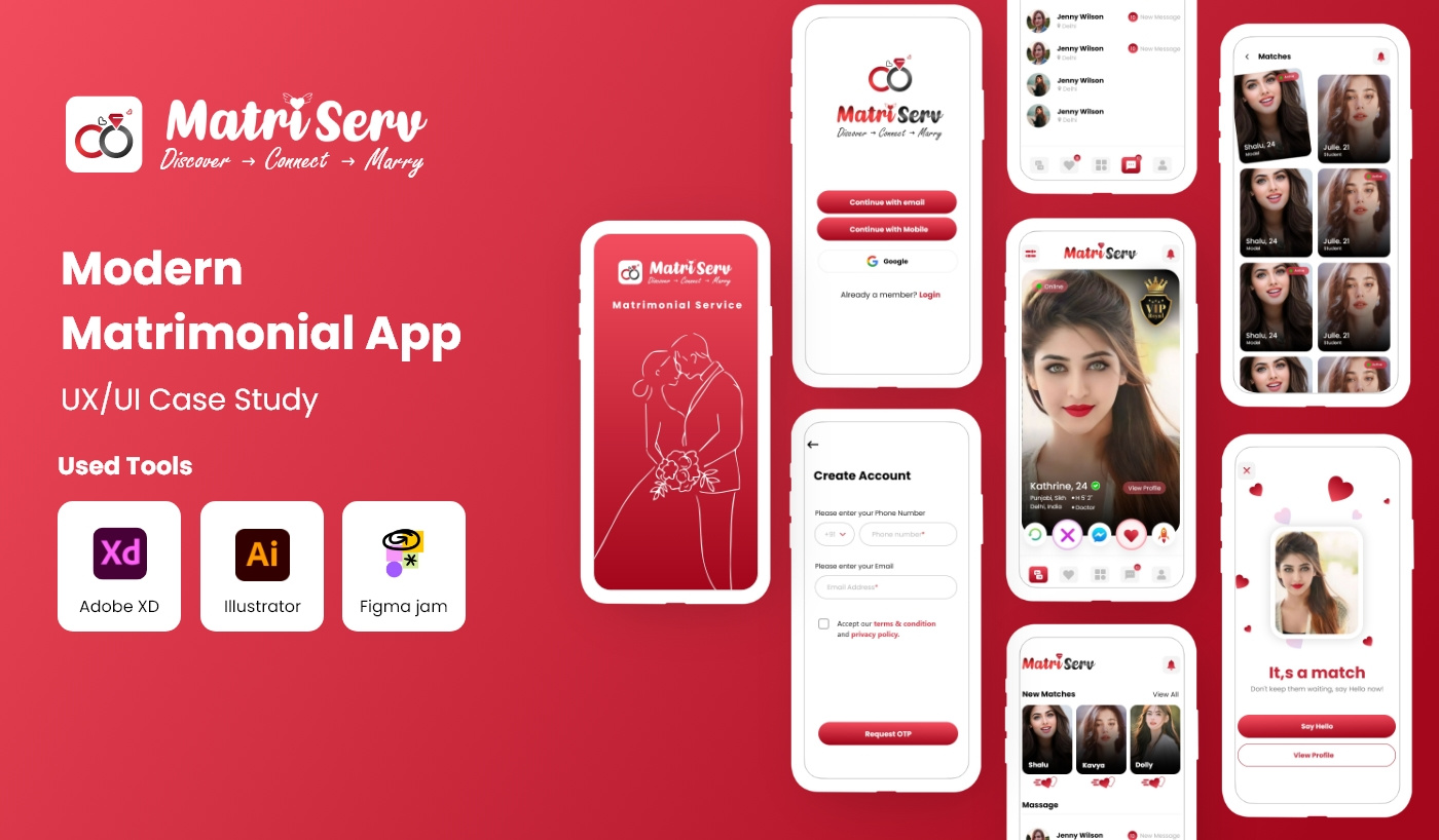 Metriserve Matrimonial App app branding design graphic design illustration logo motion graphics ui ux vector
