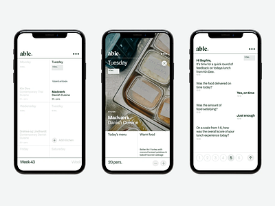 Minimal Lunch Feedback App Design app prototype daily planner feedback form food app interactive elements meal tracker mobile interface modern ui rating system responsive design survey flow typographic ui design ui layout user review ux design ux ui weekly calendar white interface