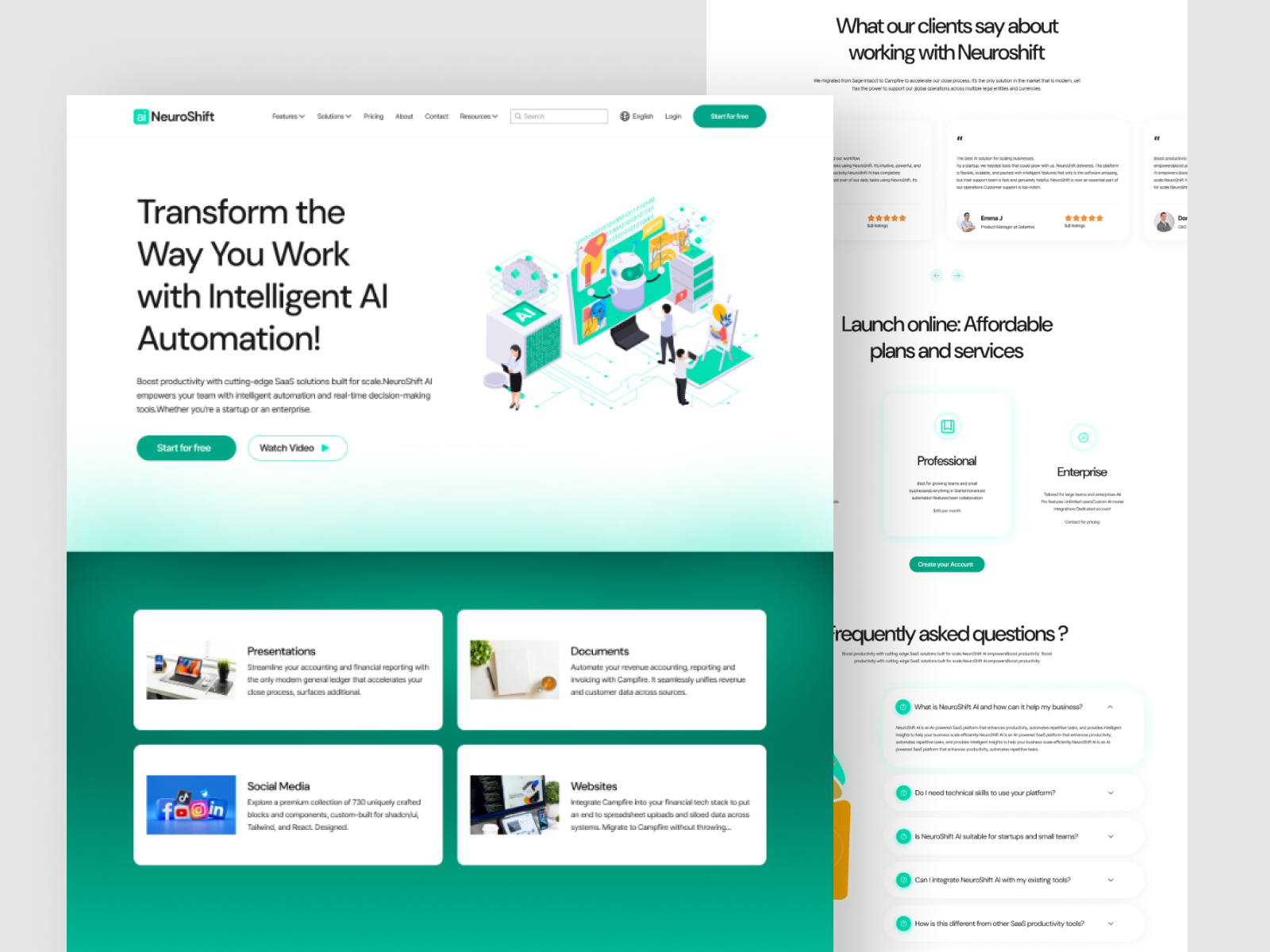 A Bold New UI for an AI SaaS Startup! agency website ai ai startup app cleandesign design figma landing page design neuroshiftai new product design saas ui ui design ux desing