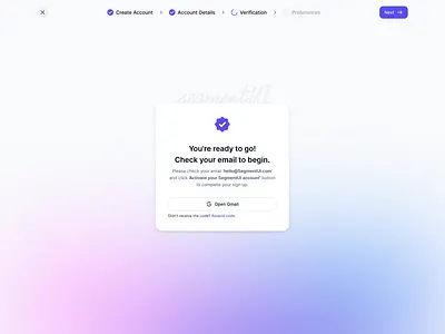 Gradient Progress Email Verification UI with Step Indicator