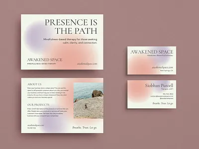 Mindfulness Therapy Brand Identity Set branding business card calming holistic identity marketing mental health minfulness pastel post card soft therapy wellness