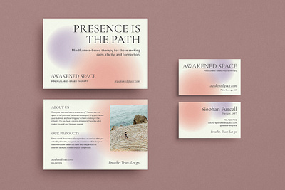 Mindfulness Therapy Brand Identity Set branding business card calming holistic identity marketing mental health minfulness pastel post card soft therapy wellness