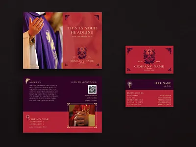 Catholic Brand Identity Set branding business card catholic catholicism christian church congregation cross crucifix marketing ornate post card worship