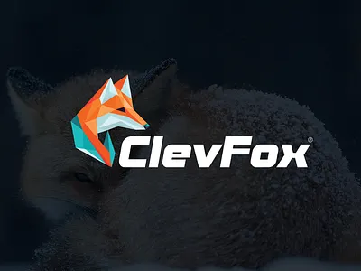ClevFox - Geometric Fox Logo animal branding design dog emblem geometric head icon identity illustration logo mark mascot modern simple sports symbol vector wildlife wolf