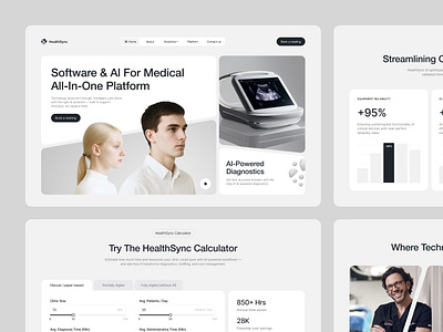 AI-Driven Medtech Website Design for HealthSync Platform ai ai driven diagnostics ai vision aihealth diagnostics healthcare automation healthcare platform healthcare system healthcare website healthplatform healthtech hospital software medical medical platform medical workflow medtech platform medtech solution ui web design workflow